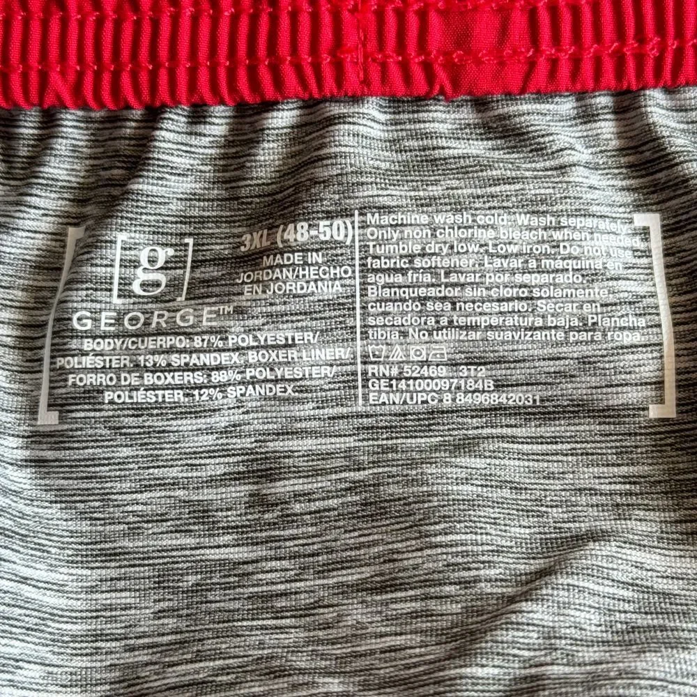 George Jammer Swim Shorts Mens 3XL Red Athletic Trunks Relaxed Fit‎ Liner NEW